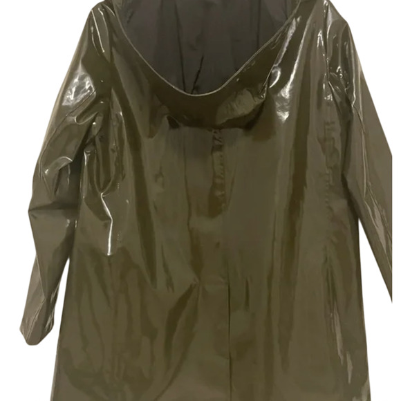 JANE POST ARMY ICONIC LEOPARD FAUX FUR LINED PRINCESS RAIN SLICKER COAT JACKET S - Picture 6 of 16